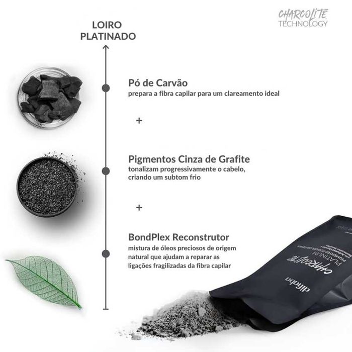 Pó de Clareamento Profissional para Cabelos Loiros Charcolite 500G