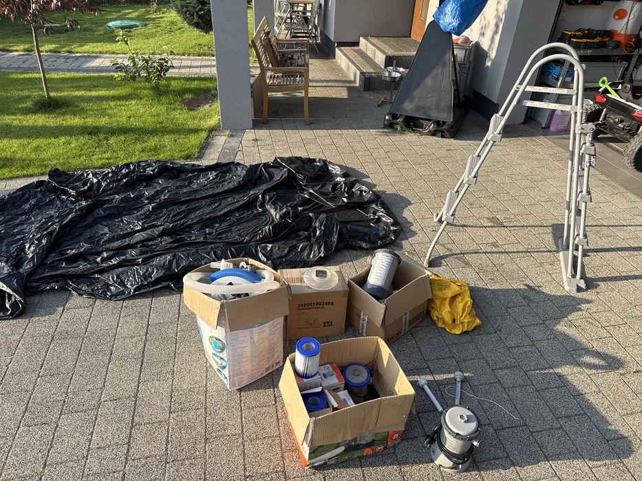 Pompa Bestway 58389 x2 szt + drabina + pokrowiec +węże akcesoria basen