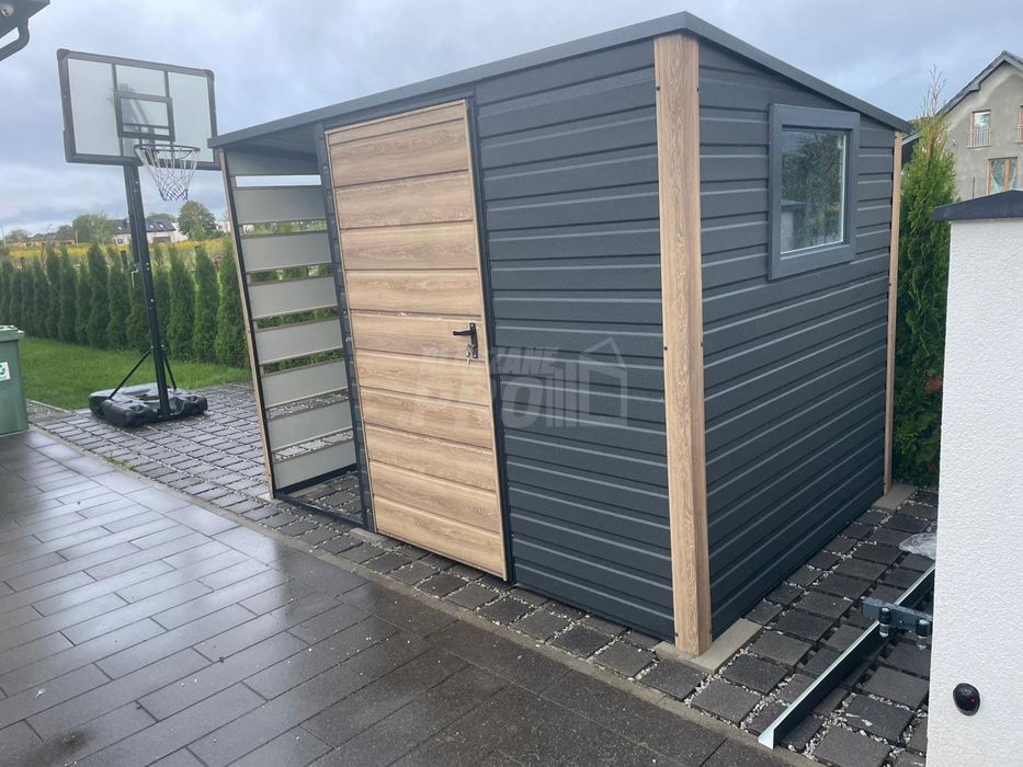 Schowek - domek ogrodowy 2x2m - wiata 1m  okno - winchester  GP690