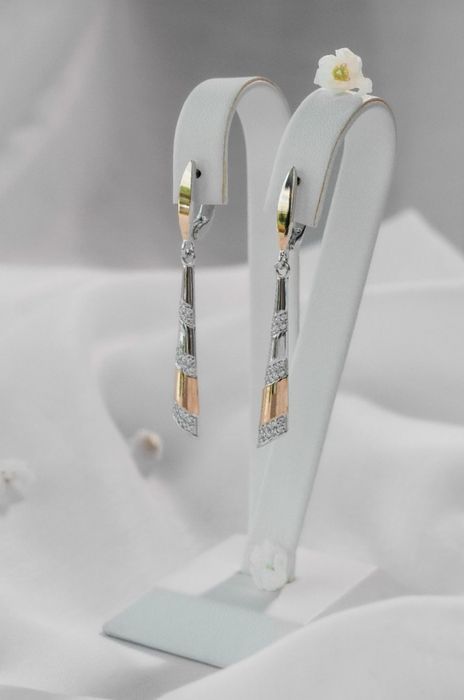 Kolczyki Srebrne Ze Złotem I Cyrkoniami 0414.30