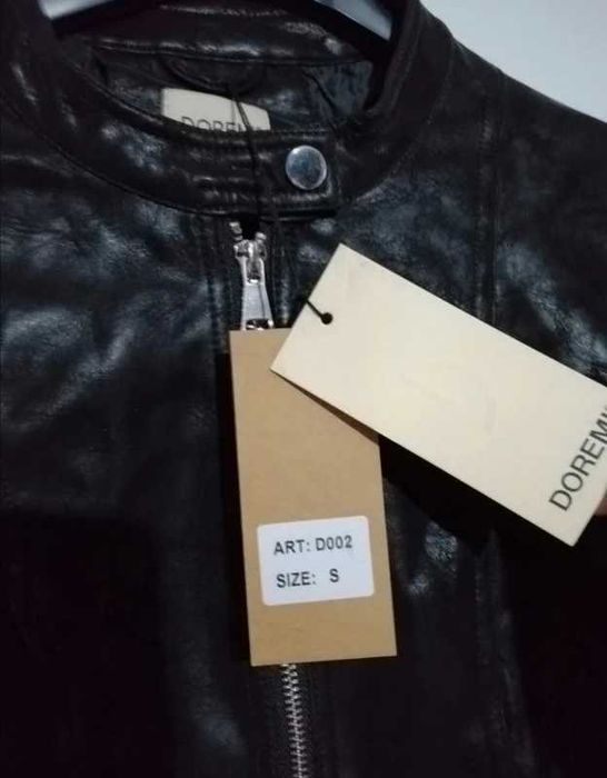 Ramoneska czarna skórzana eko zamszowa s kurtka