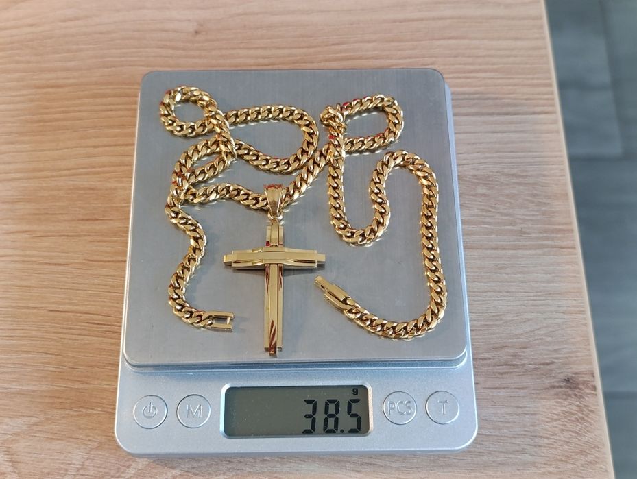 Nowy łańcuszek pancerka 5mm zapięcie szufladkowe z wisiorkiem