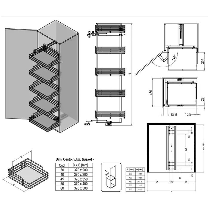 Висувна колона (карго) Inoxa Ellite Pegasus 860 AEY