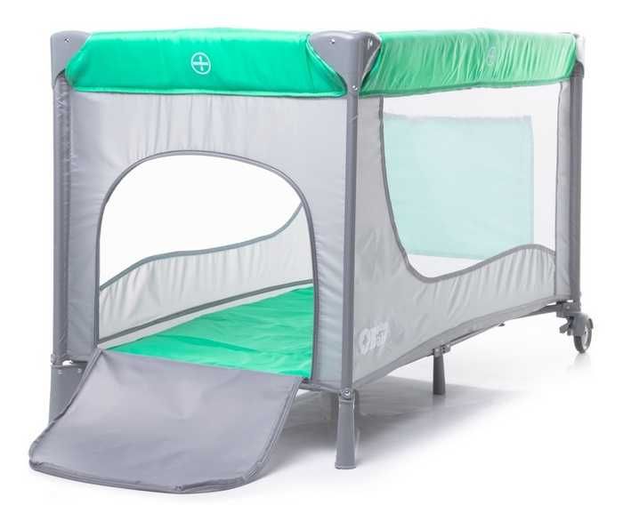 Dwupoziomowe Łóżeczko Turystyczne Green / Grey PlusBaby