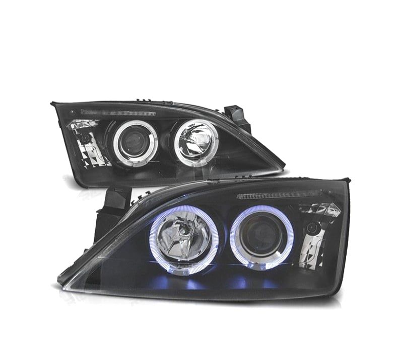 FARÓIS FRONTAIS FORD MONDEO MK3 00-07 OLHOS ANGEL FUNDO PRETO