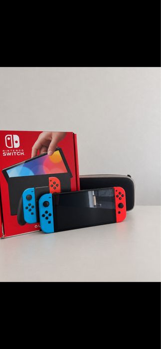 Nintendo Switch OLED 64GB Neon Vermelho/Azul + Caixa + Acessórios