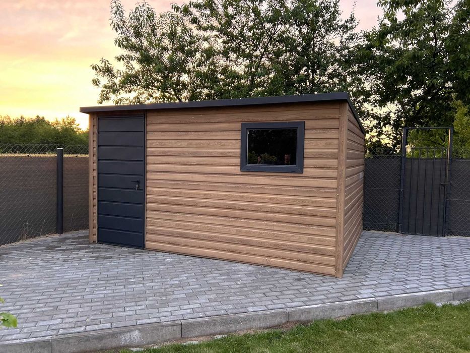 Domek Schowek Ogrodowy PREMIUM 4x2 drewnopodobny spad na tył
