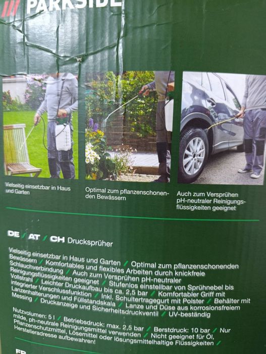 Оприскувач садовий parkside 5l, оприскувач парксайд 5л, садовий оприскувач, пулівезатор парксайд, опрыскиватель садовый парксайд 5л