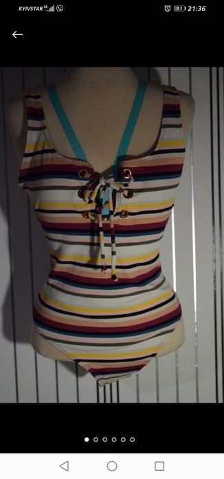 Купальник new Yorker look зелений полоску на шнуровці в смужку