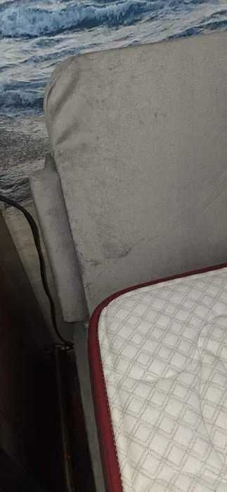 Cama casal + colchão 140x190 | Veludo cinzento | URGENTE