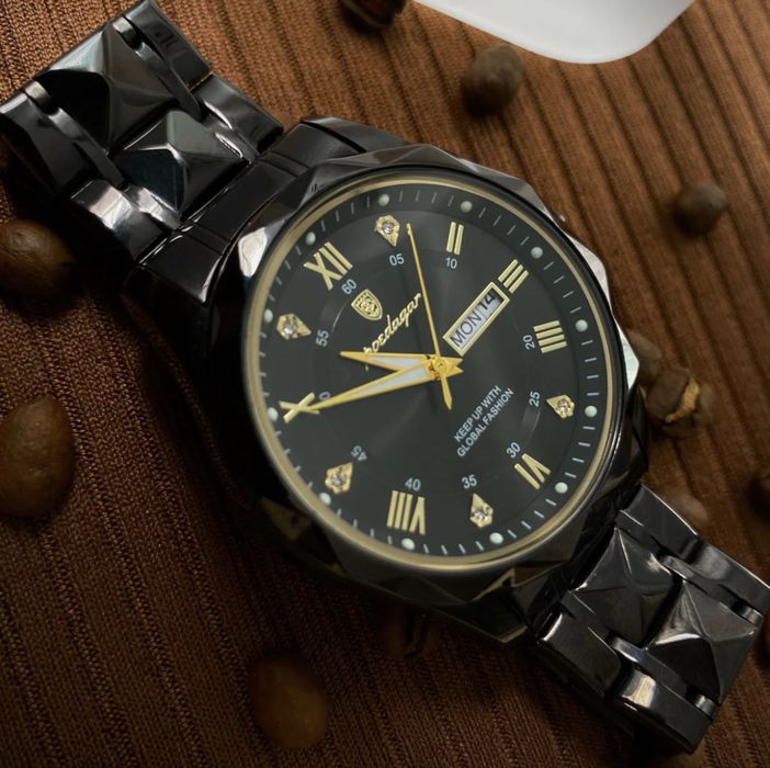 Елегантний чоловічий годинник Poedagar Stava Black — Diamond Edition