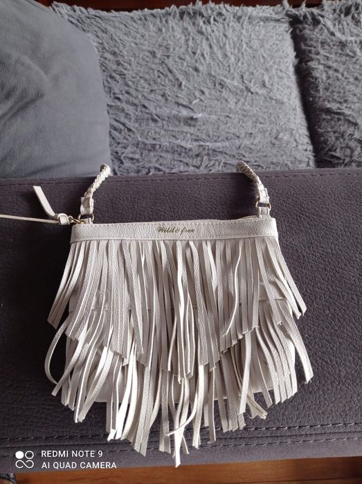 Torebka szara z frędzlami