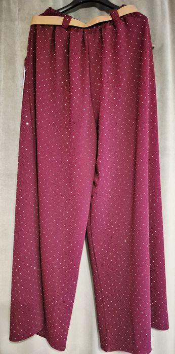 Bordowe spodnie wide leg kuloty moda italy bling bling viral