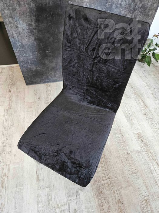 Pokrowce na krzesła miękkie welurowe czarne 6 sztuk welvet