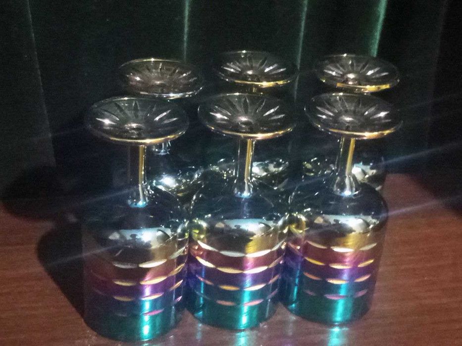 Рюмки "Ночной клуб". Радужные. Хрусталь.