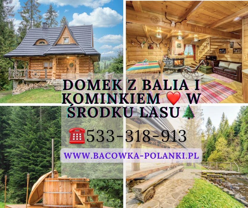 Wolny Weekend.  Ferie Domek z Balią i kominkiem