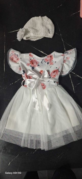 Sukienka do chrztu roz 86 puls czapeczka