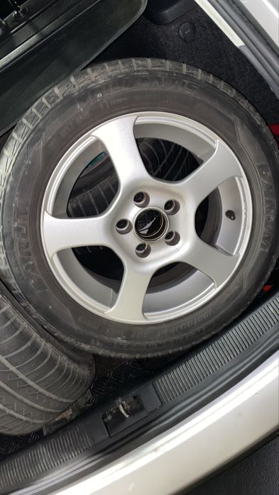 Zestaw: ALUFELGI 5x100 14” DOTZ + opony + śruby — Barum 165/60 R14