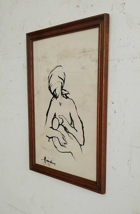 "Amamentar" Gravura Antigo, da Colecção "Maternidade" de José de Pádua