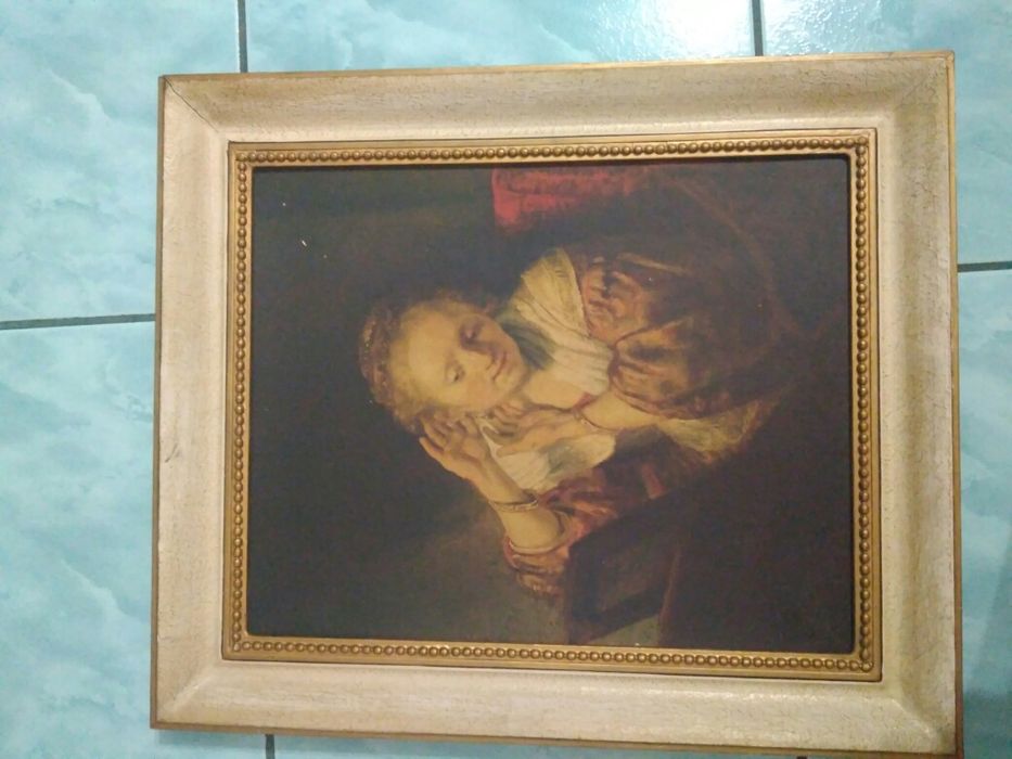 Rembrandt młoda dziewczyna z kolczykami przed lustrem, obraz, portret,