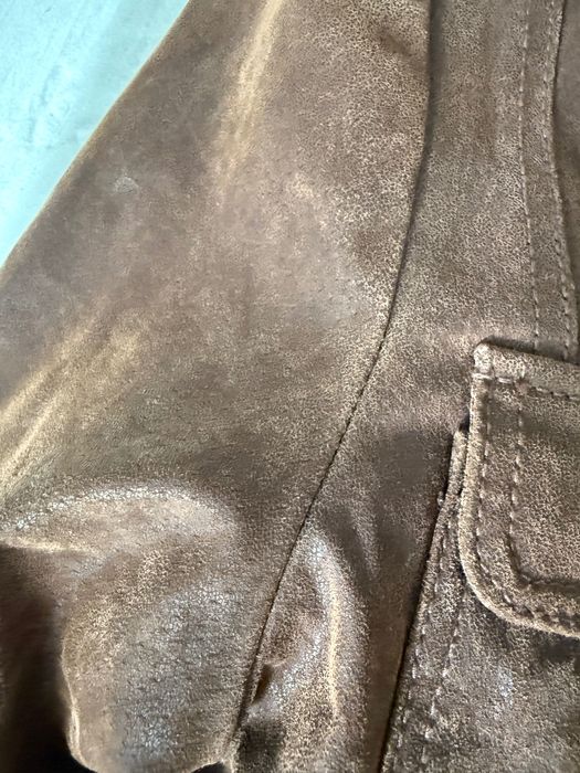 Zamszowa czekoladowa kurtka skorzana taliowana hit zamsz skora vintage