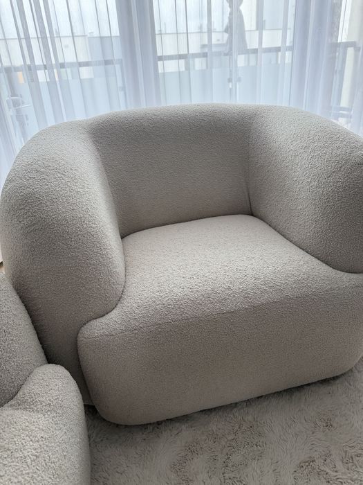 Sofa i fotel boucle zestaw wypoczynkowy