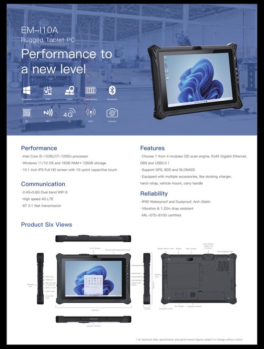 Rugged Tablet Pancerny Tablet 10.1 LTE WIFI
