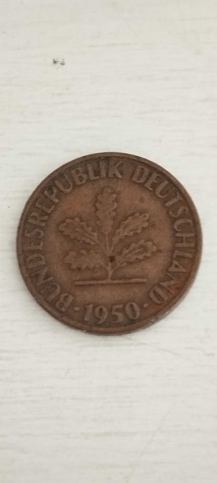 Moeda antiga 1 Pfenning 1950 República Federal Alemanha