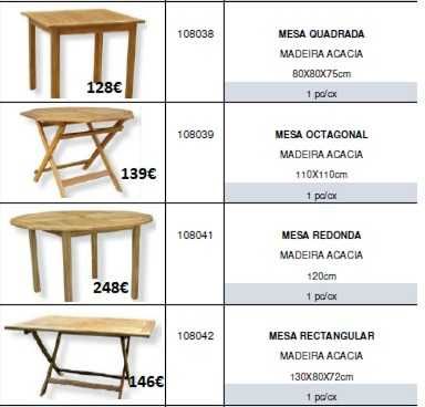 Mesa de jardim 1.10 octogonal  em madeira