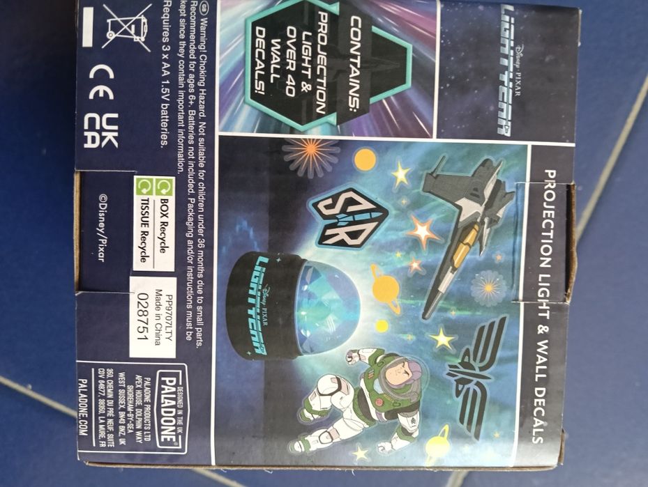 Luz projetor com autocolantes Buzz Lightyear