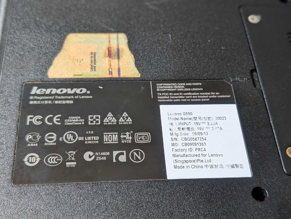 Laptop Lenovo g550 Windows Vista home