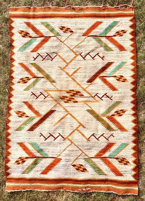 Kilim art deco przedwojenny vintage prl cepelia huculski  antyki retro rękodzieło muzealny Desa kolekcjonerski dywan na ściane gobelin makata