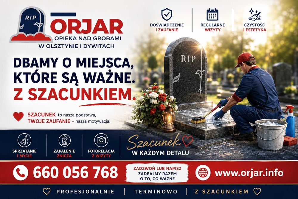 Sprzątanie , Mycie Nagrobków ( Opieka Nad Grobami)-Olsztyn ,Dywity