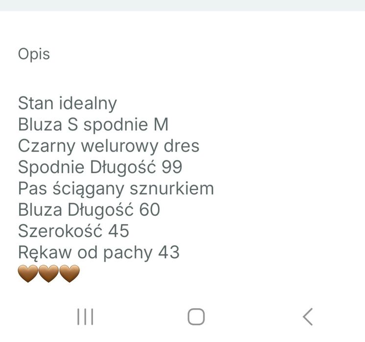 Dres welurowy spodnie bluza Ochnik S/M