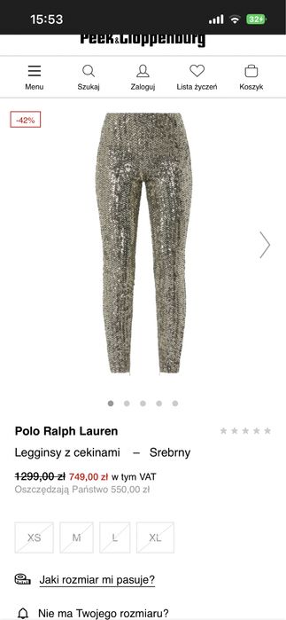 Spodnie na sylwestra leginsy z cekinami na impreze polo ralph lauren