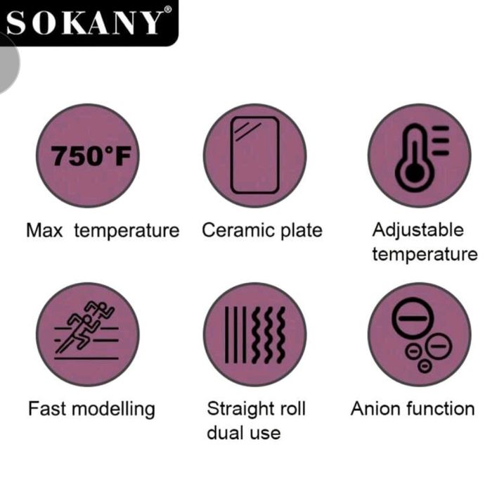 Profesjonalna prostownica do włosów SOKANY,