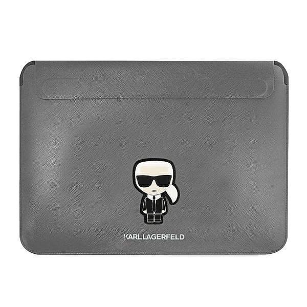 Pokrowiec Karl Lagerfeld Saffiano Ikonik Karl na laptopa 16'' - srebrn