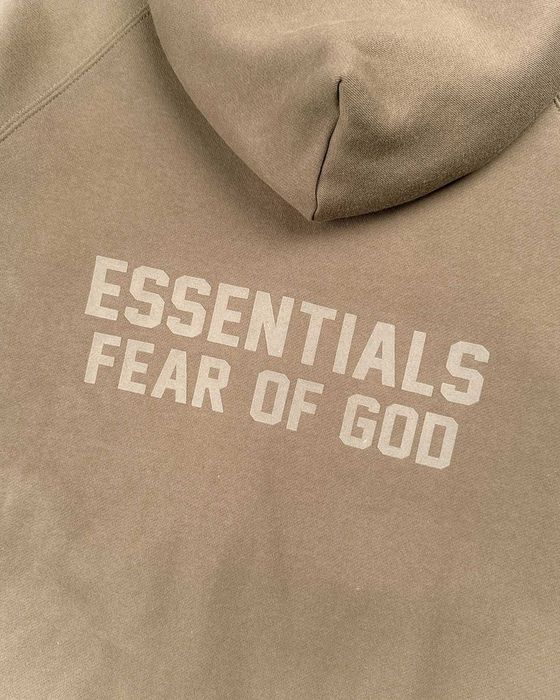 Худі Fear Of God Essentials Logo-Flocked Zip-Up Hoodie Tobacco