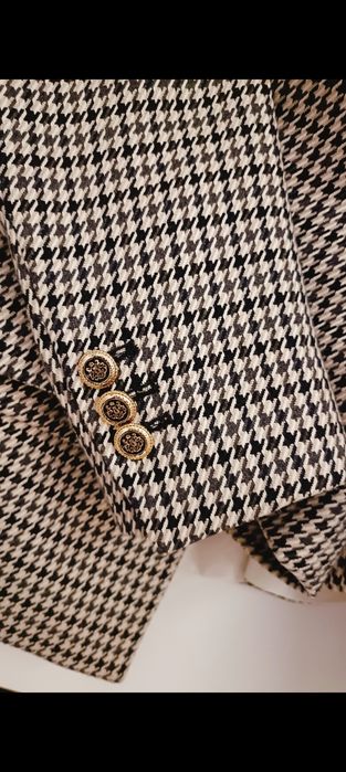 Zara garnitur w stylu old money w pepitkę komplet marynarka + szorty spodenki