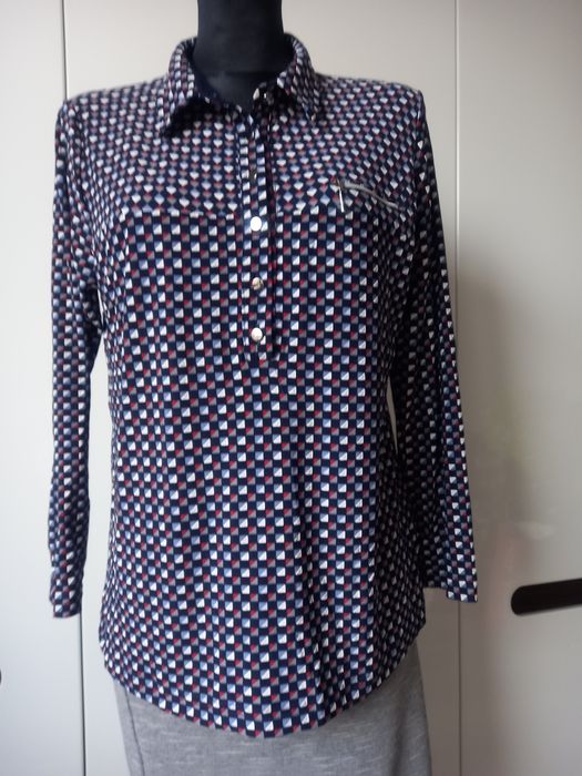 Bluzka koszula z długim rękawem PRL Vintage kratka roz M L 38 , 40