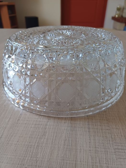 Misa kryształowa PRL – vintage, piękny połysk, 20,5 cm