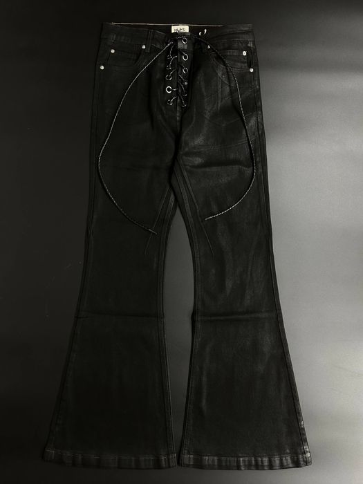 Mijko jeans flared black black джинси чорні кльош  восковані waxed S M L XL