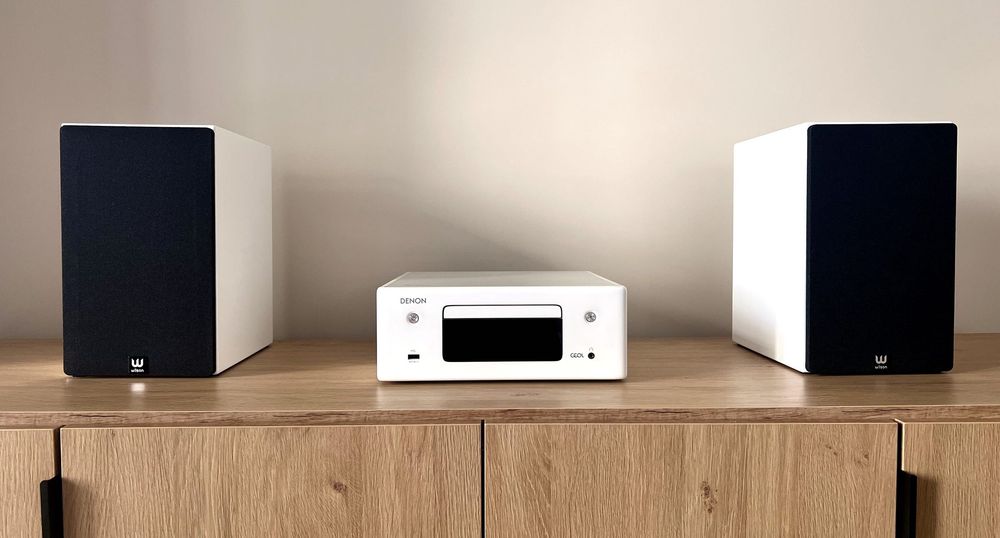 Denon CEOL N10 + Kolumny Wilson EL-4 | Stan BDB | Biały