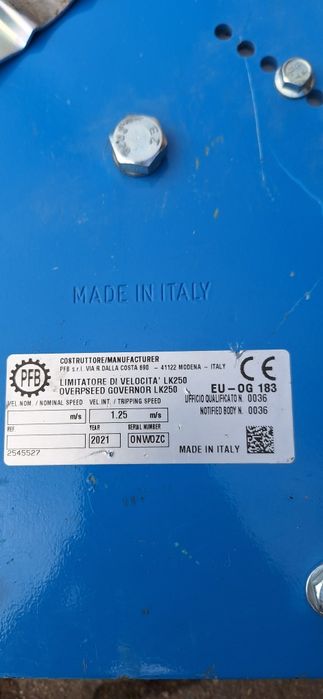 Ogranicznik prędkości LK 250 części dźwigu