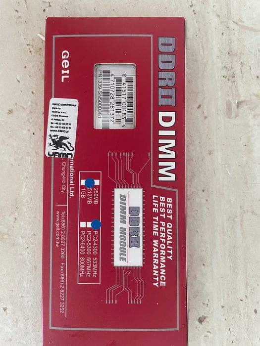 Pamięci RAM do komputera PC DDR II Geil 512MB  PC2-4300  532 MHz