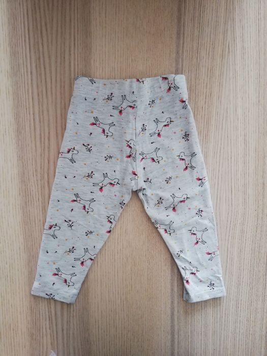 Legginsy F&F 74 6-9m szare jednorożce dziewczęce