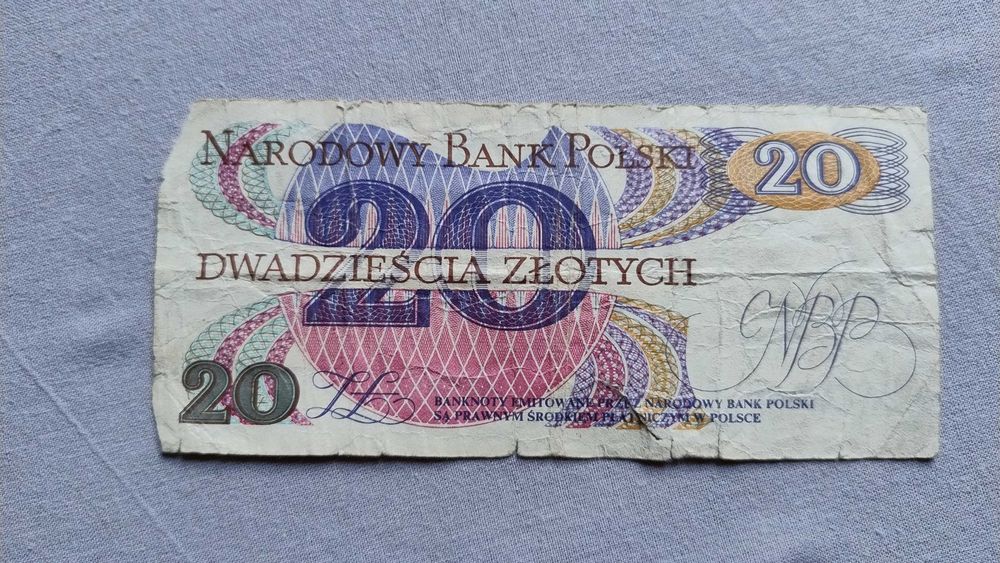 Stary banknot 20 zł z ciekawym numerem seryjnym