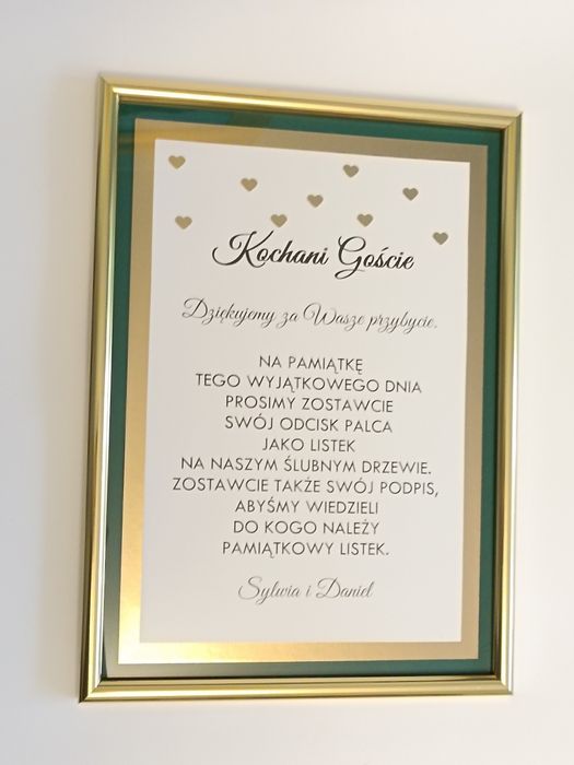 Karta księga gości wesele ślub kolory