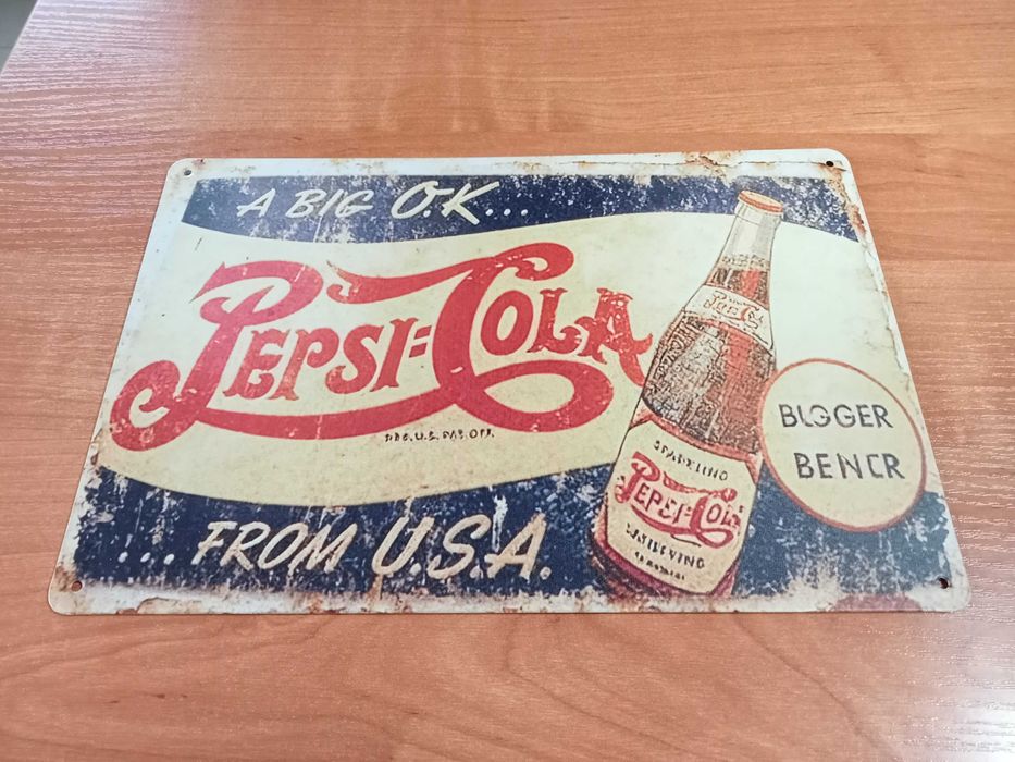 tabliczka , plakat metalowy Pepsi Cola, RETRO , PRL , VINTAGE