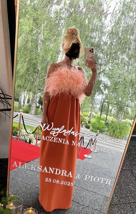 Spódnica plus top pióra sukienka maxi komunia wesele S 36